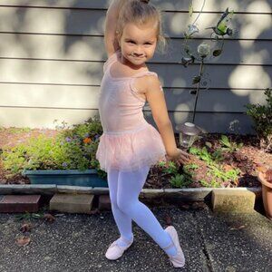 EUC Pink Ballet Set Cat +Jack Cami Flutter Leotard XS ( 4-5 ) Danskin Slippers 9